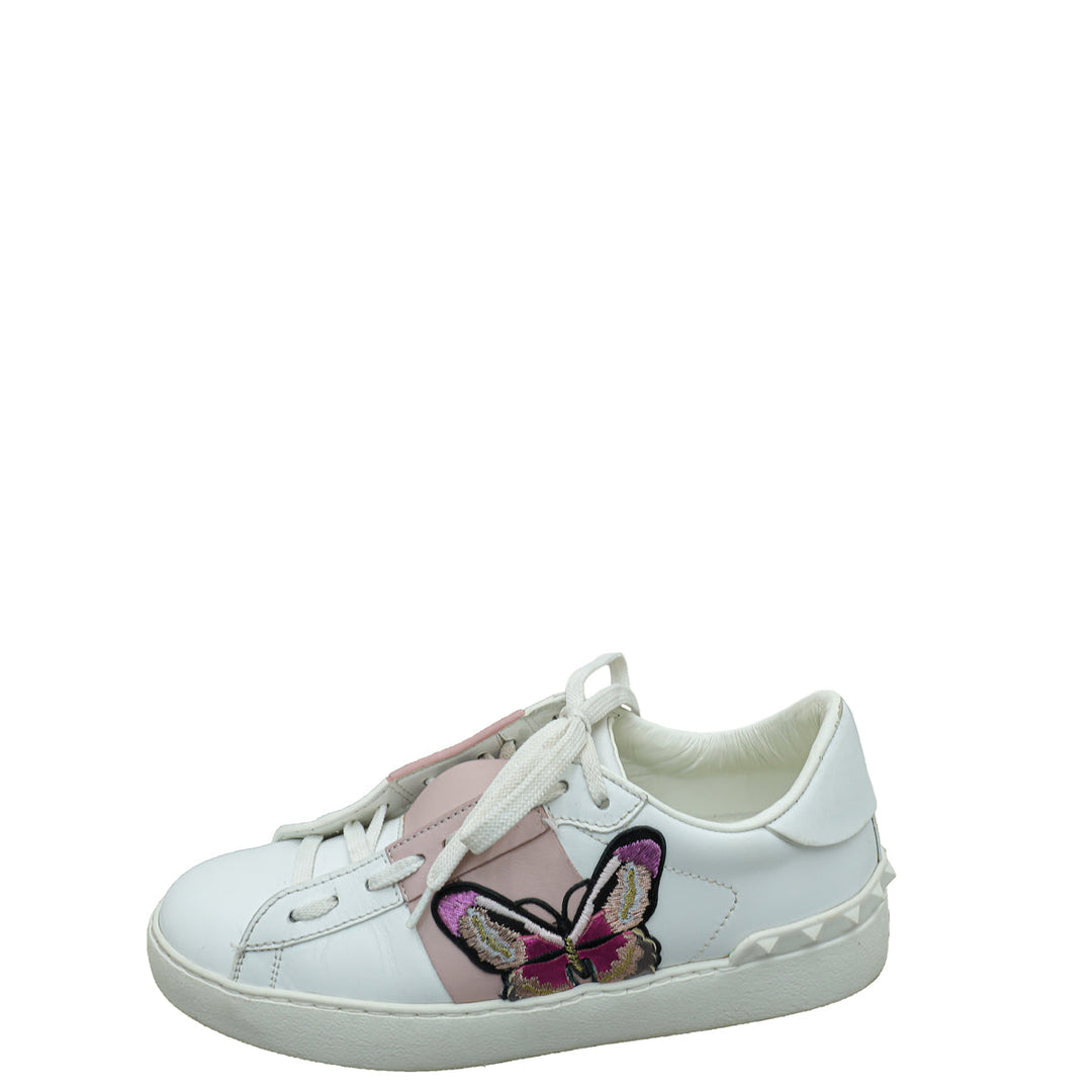 Valentino Bicolor Butterfly Embroidered Open Sneaker 37.5
