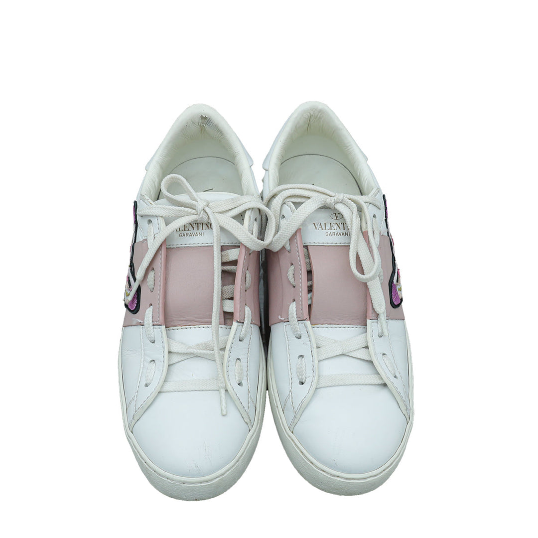 Valentino Bicolor Butterfly Embroidered Open Sneaker 37.5