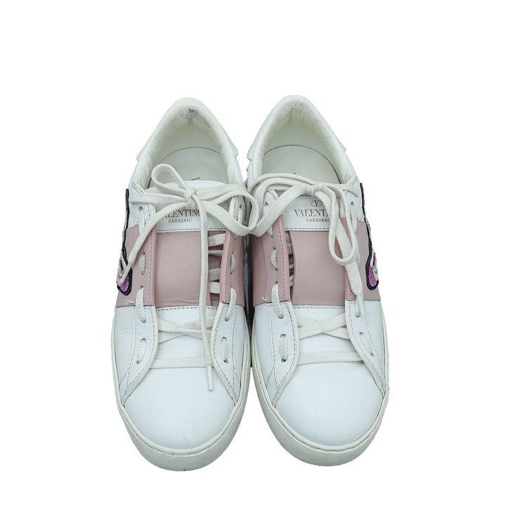 Valentino Bicolor Butterfly Embroidered Open Sneaker 37.5