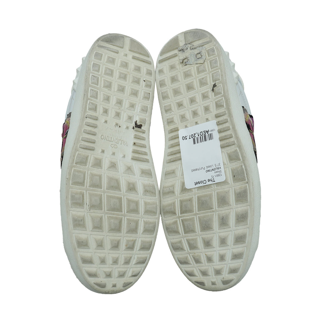 Valentino Bicolor Butterfly Embroidered Open Sneaker 37.5