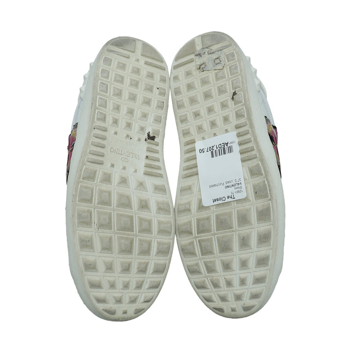Valentino Bicolor Butterfly Embroidered Open Sneaker 37.5