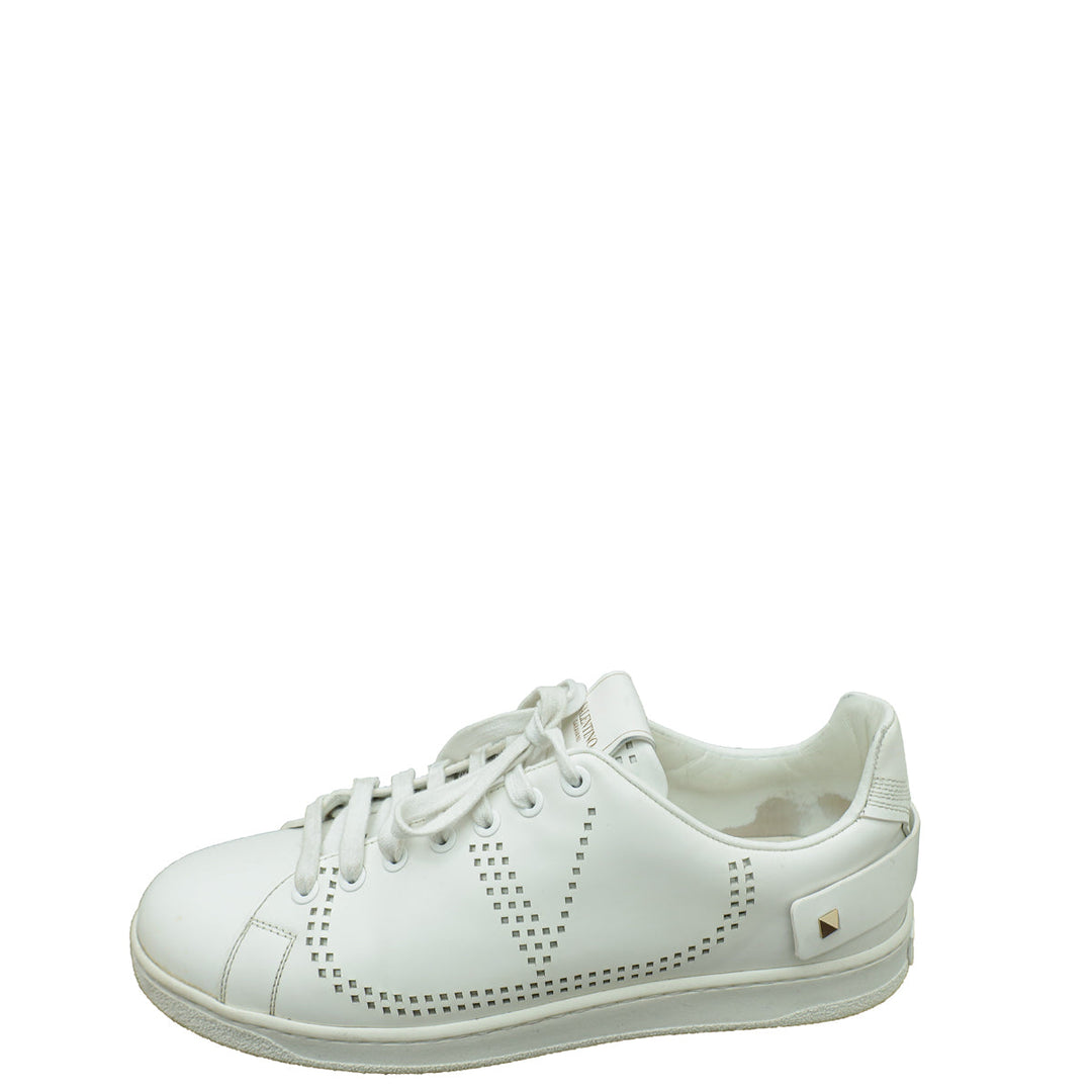 Valentino White Rockstud Backnet Sneaker 40.5