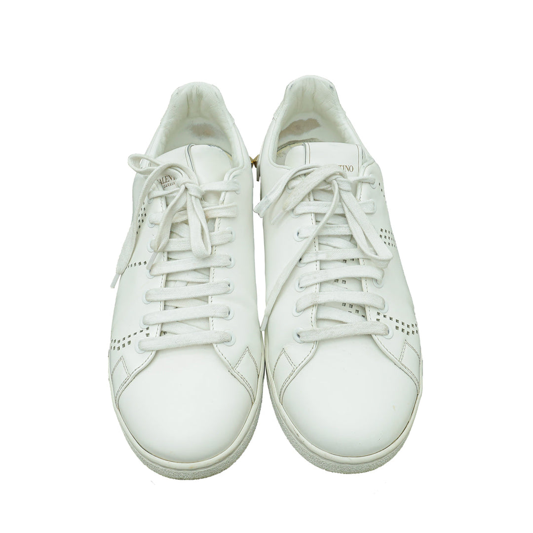Valentino White Rockstud Backnet Sneaker 40.5