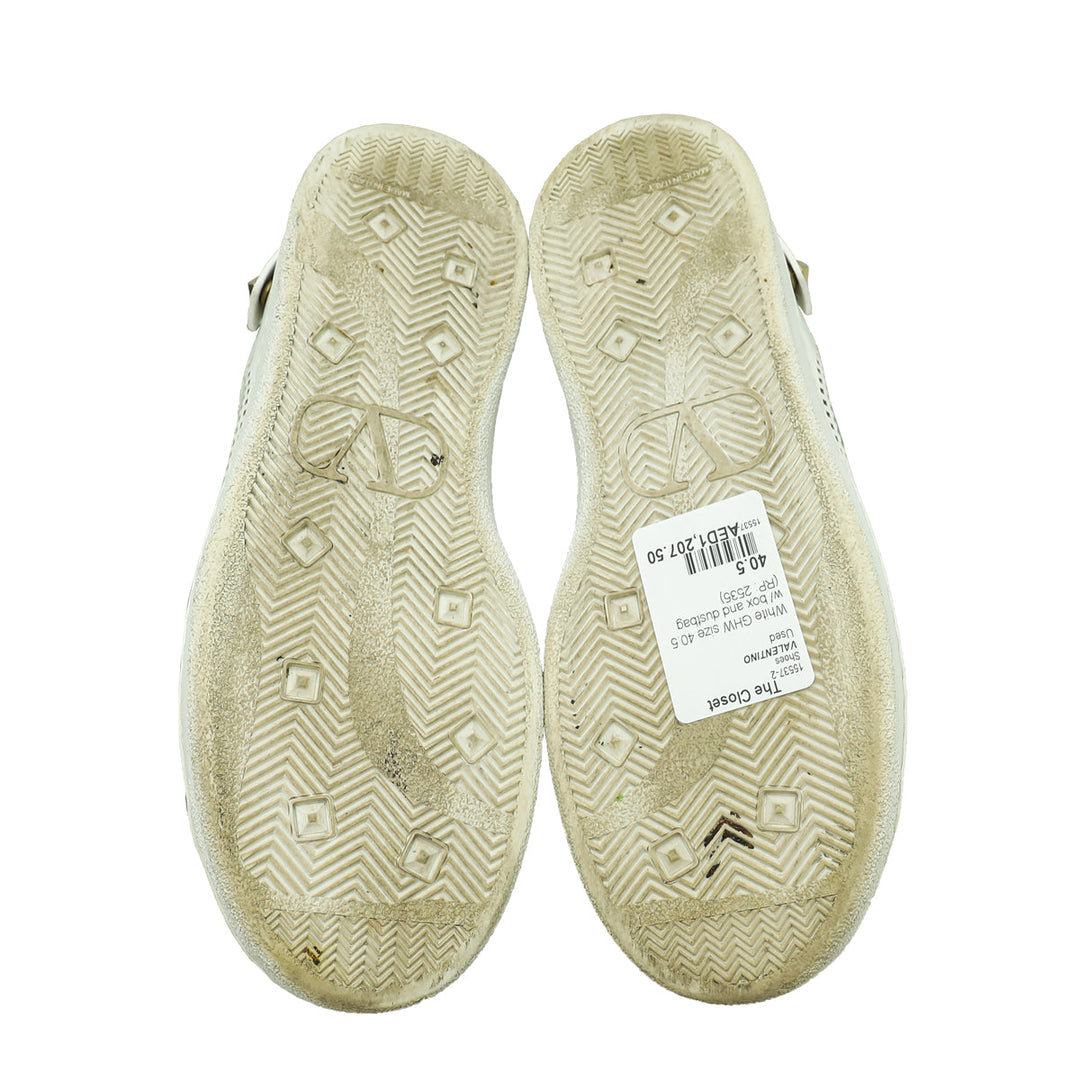 Valentino White Rockstud Backnet Sneaker 40.5