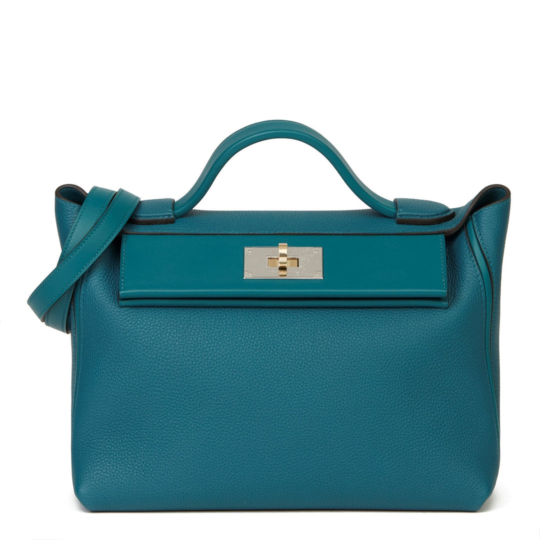 Hermes Vert Bosphore Togo & Swift Leather Leather 24/24 29cm Shoulder Bag