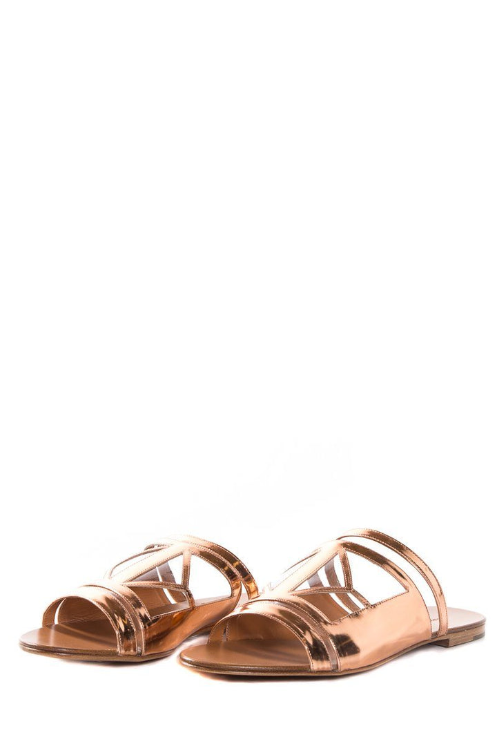 Visconti & Du Reau Rose Gold Metallic Leather Sandals SZ 38 NWT SALE