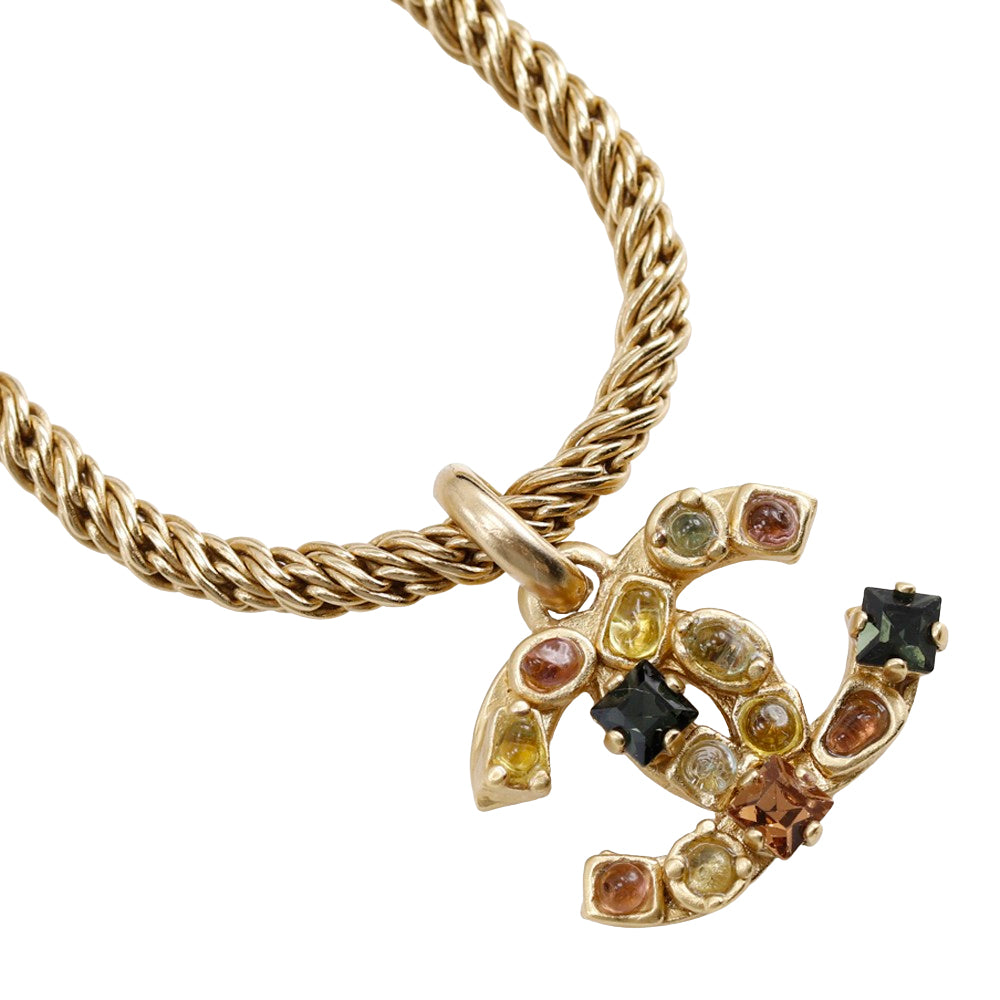 Top Quality Chanel Gripoix Necklace Gold Plated Rhinestones