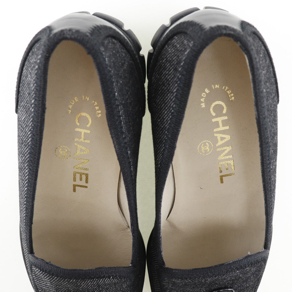 Top Quality Chanel Denim Coco Button Loafers Black