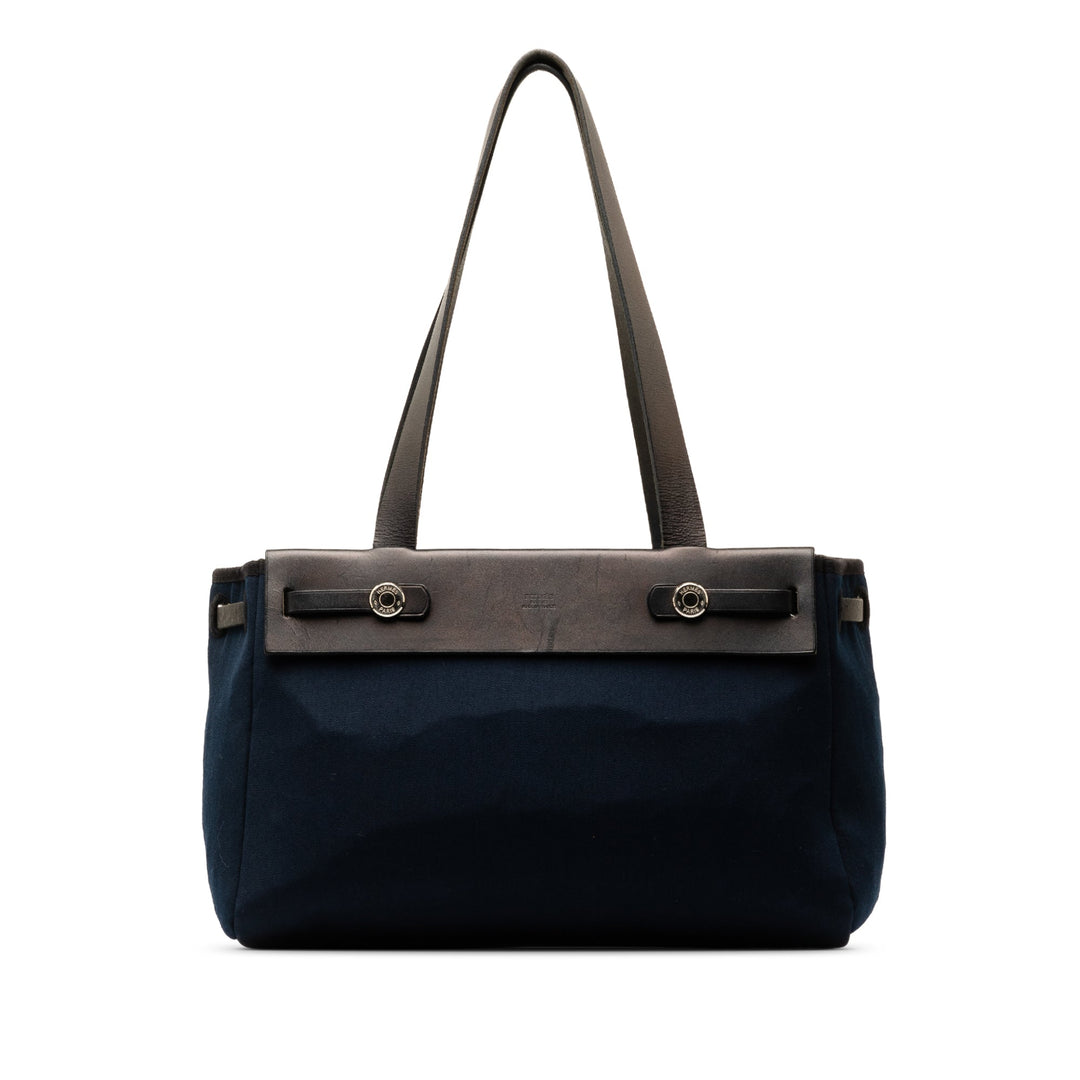 Hermes Toile and Vache Calf Leather Herbag Cabas PM