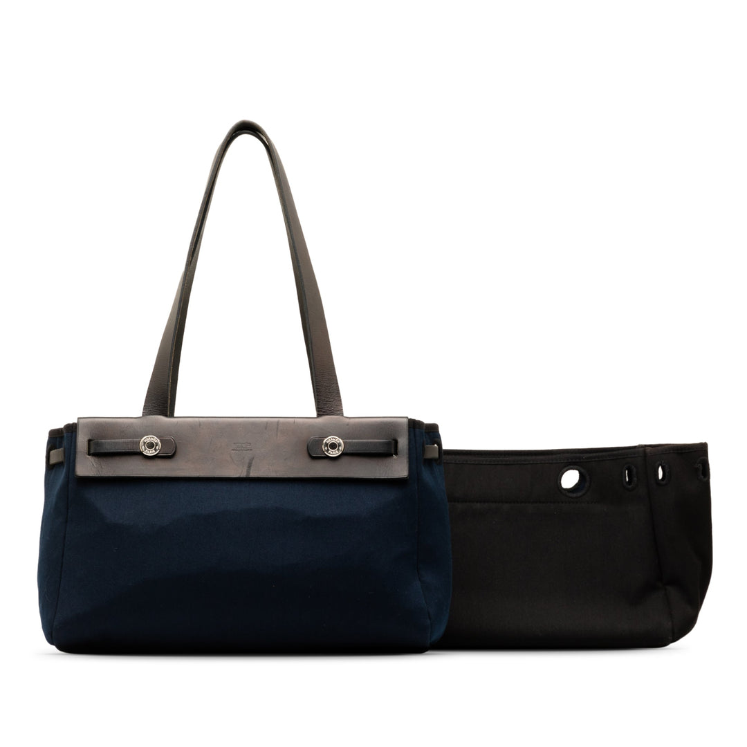 Top quality Hermes Toile and Vache Calf Leather Herbag Cabas PM