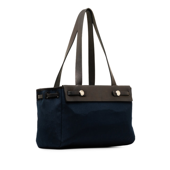 Top quality Hermes Toile and Vache Calf Leather Herbag Cabas PM