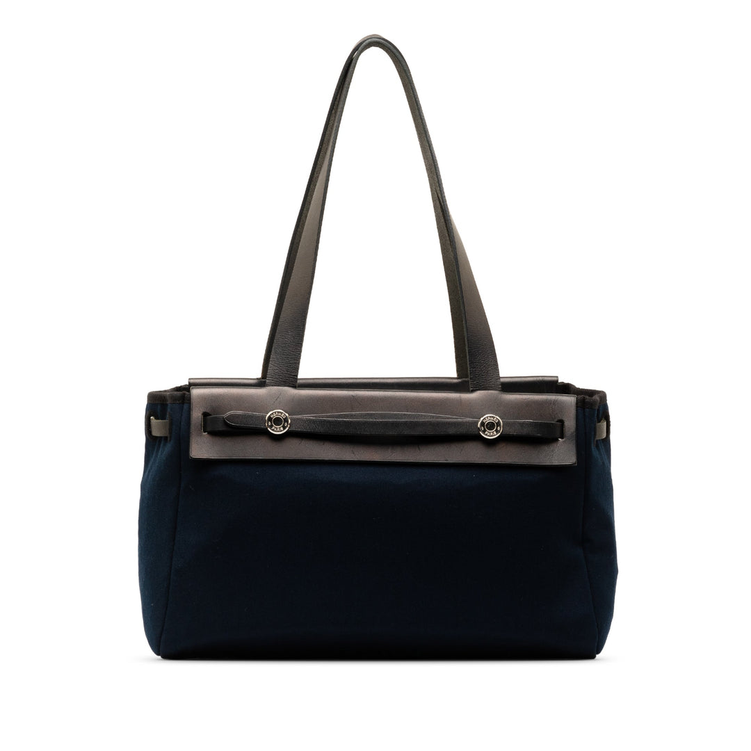 Top quality Hermes Toile and Vache Calf Leather Herbag Cabas PM