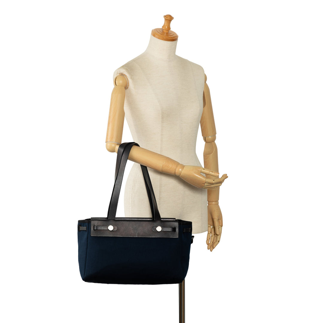 Top quality Hermes Toile and Vache Calf Leather Herbag Cabas PM