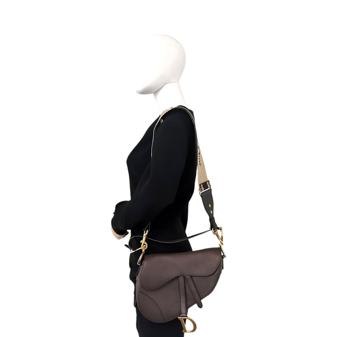 Top quality Dior Saddle Bag Burgundy with thick strap
