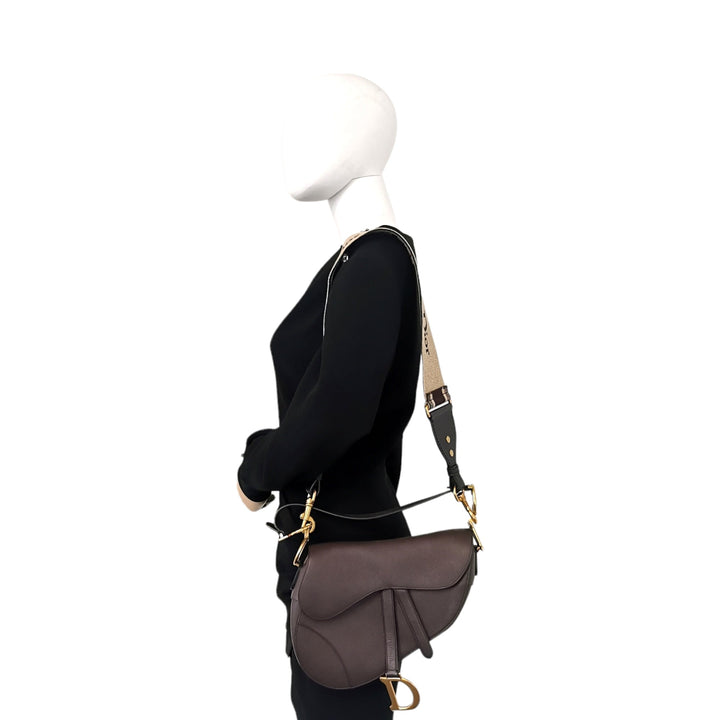 Top quality Dior Saddle Bag Burgundy with thick strap