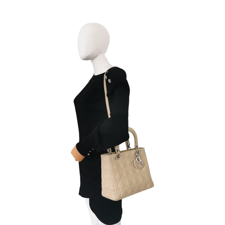 Top quality Dior Lady Top quality Dior Medium Beige Cannage Lambskin Gold