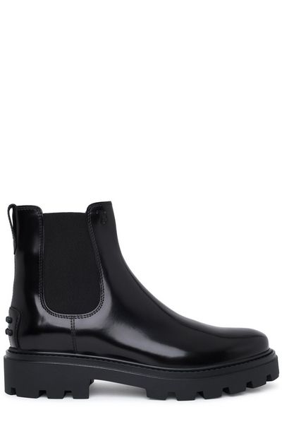 BLACK LEATHER ANKLE BOOTS