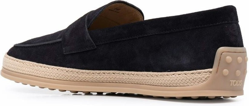 SUEDE WOVEN-TRIM PENNY LOAFERS
