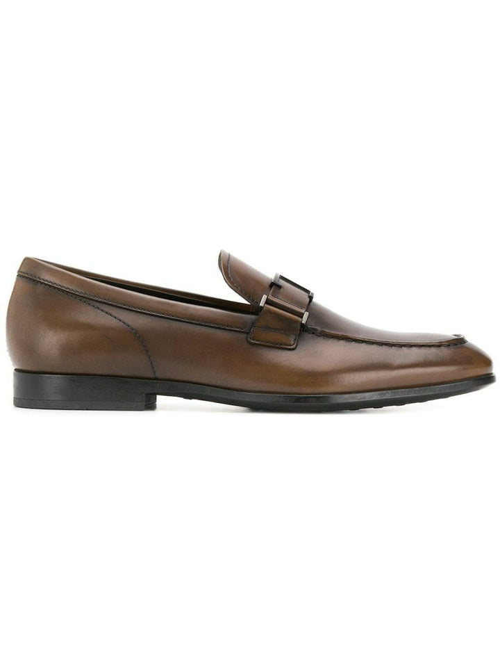 T LOGO LEATHER LOAFERS