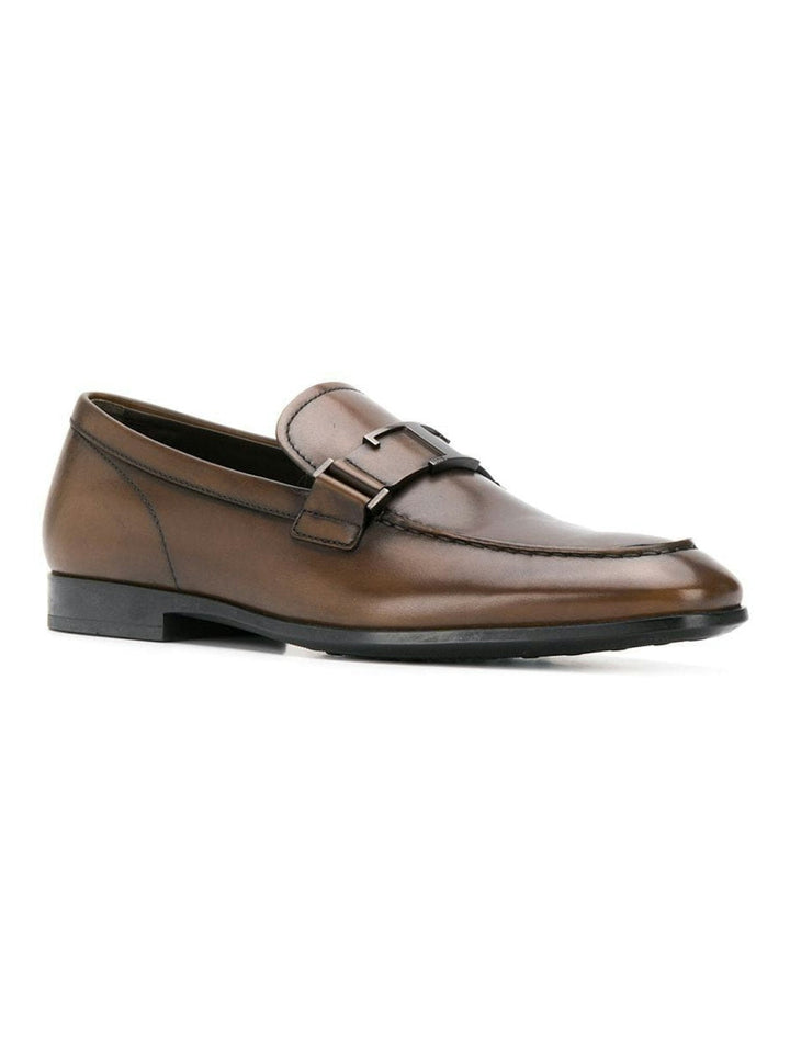 T LOGO LEATHER LOAFERS