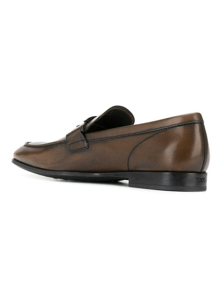 T LOGO LEATHER LOAFERS