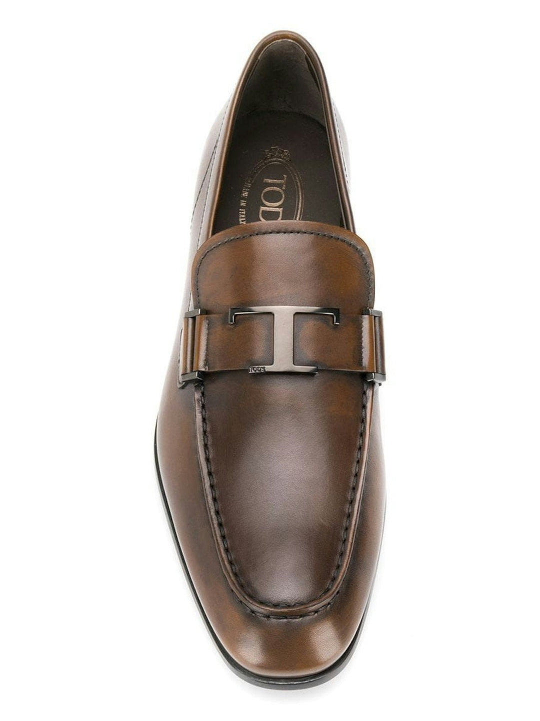 T LOGO LEATHER LOAFERS