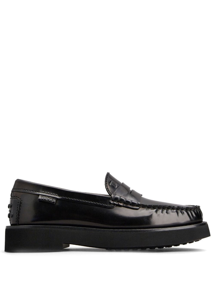 LEATHER MOCCASIN WITH RUBBER BOTTOM