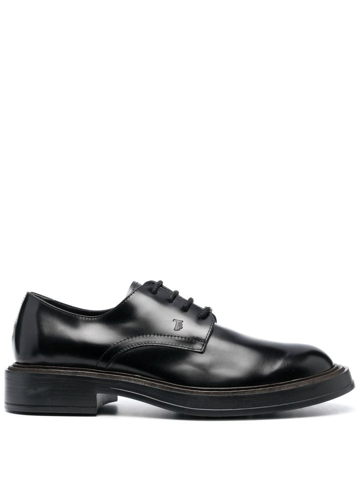 LEATHER ALMOND TOE OXFORDS