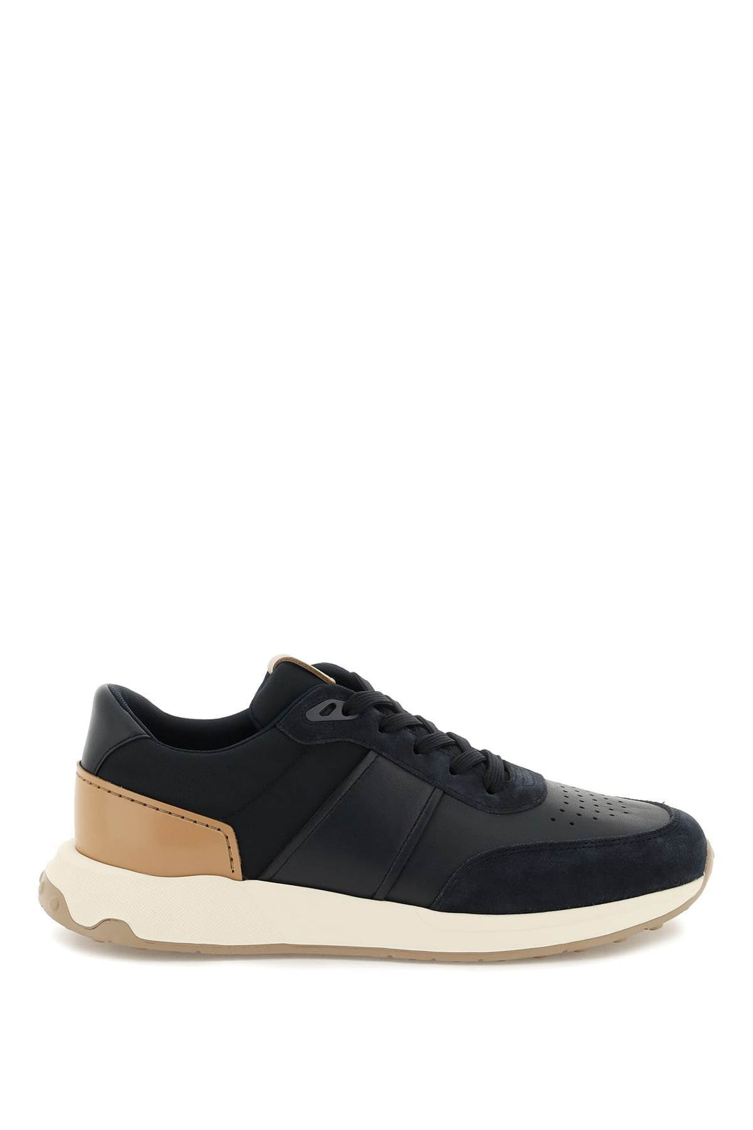 LEATHER AND TECHNO FABRIC SNEAKERS