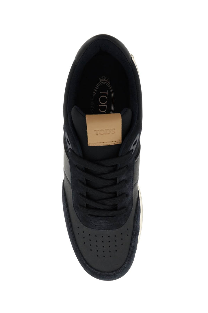 LEATHER AND TECHNO FABRIC SNEAKERS