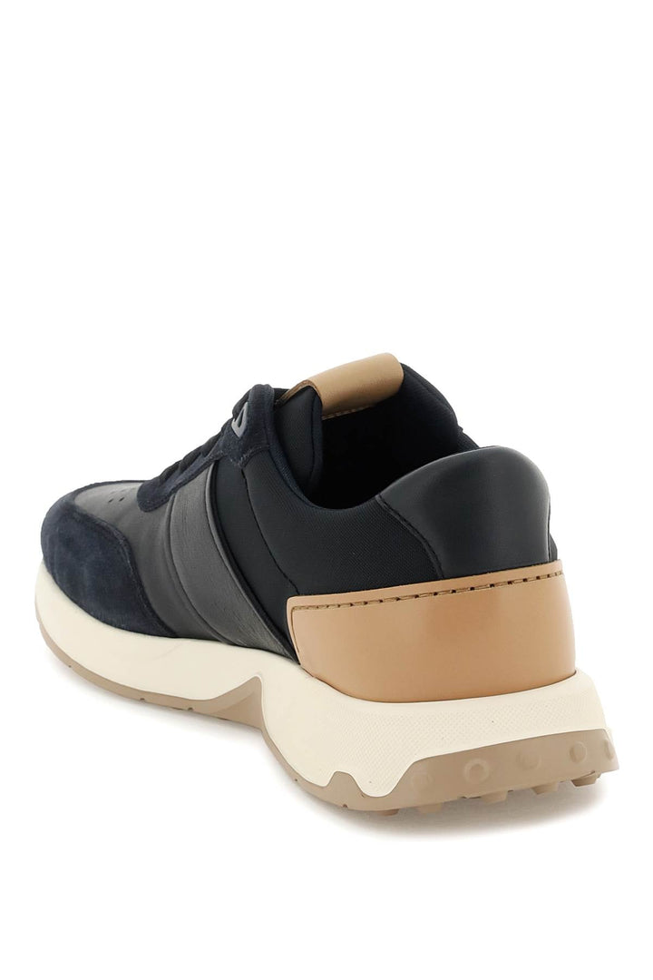 LEATHER AND TECHNO FABRIC SNEAKERS