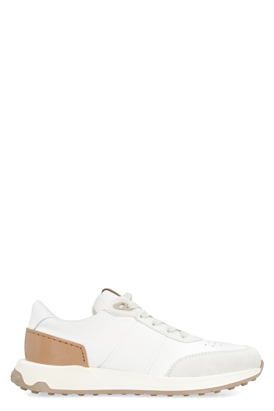 LEATHER AND FABRIC LOW-TOP SNEAKERS