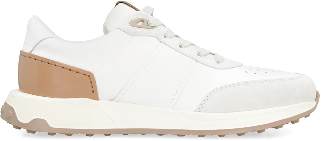 LEATHER AND FABRIC LOW-TOP SNEAKERS