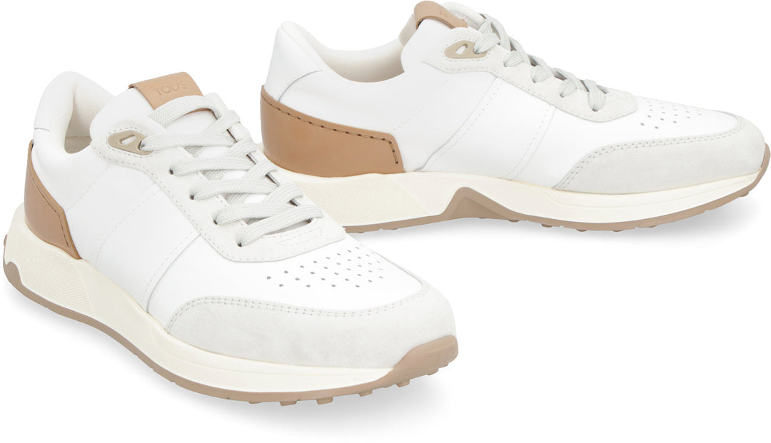 LEATHER AND FABRIC LOW-TOP SNEAKERS