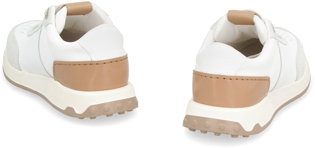LEATHER AND FABRIC LOW-TOP SNEAKERS