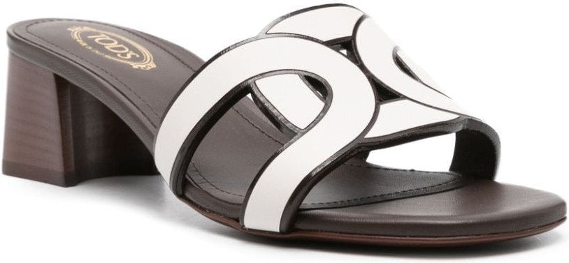 50mm interwoven strap leather mules
