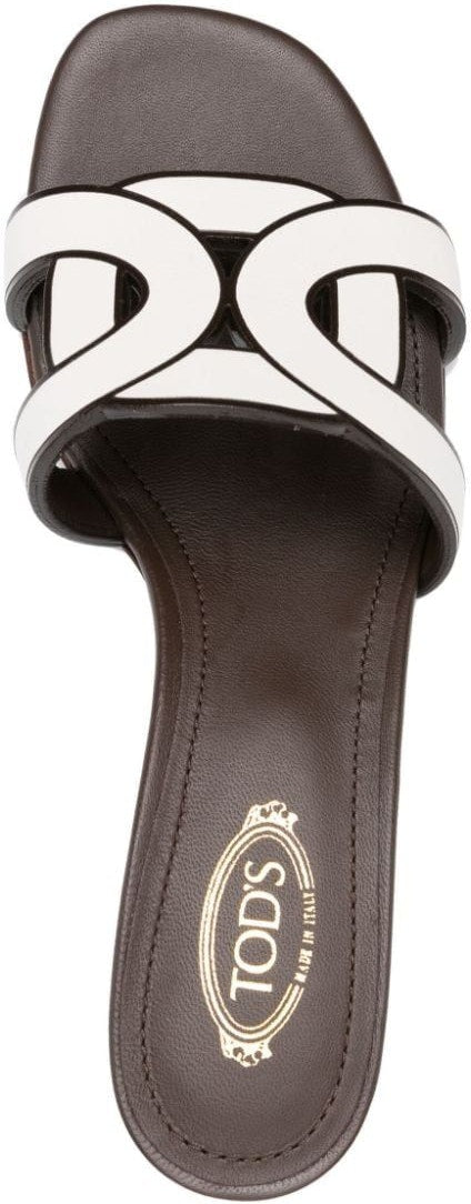 50mm interwoven strap leather mules
