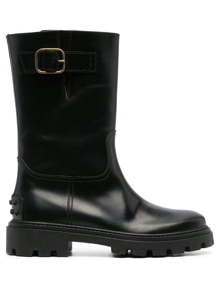 buckle detail leather boots