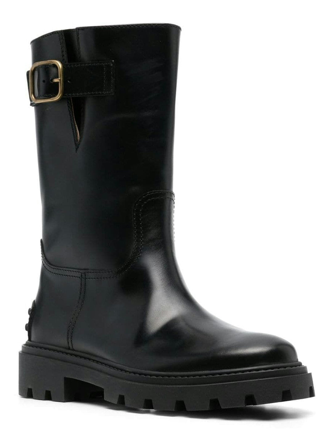 buckle detail leather boots