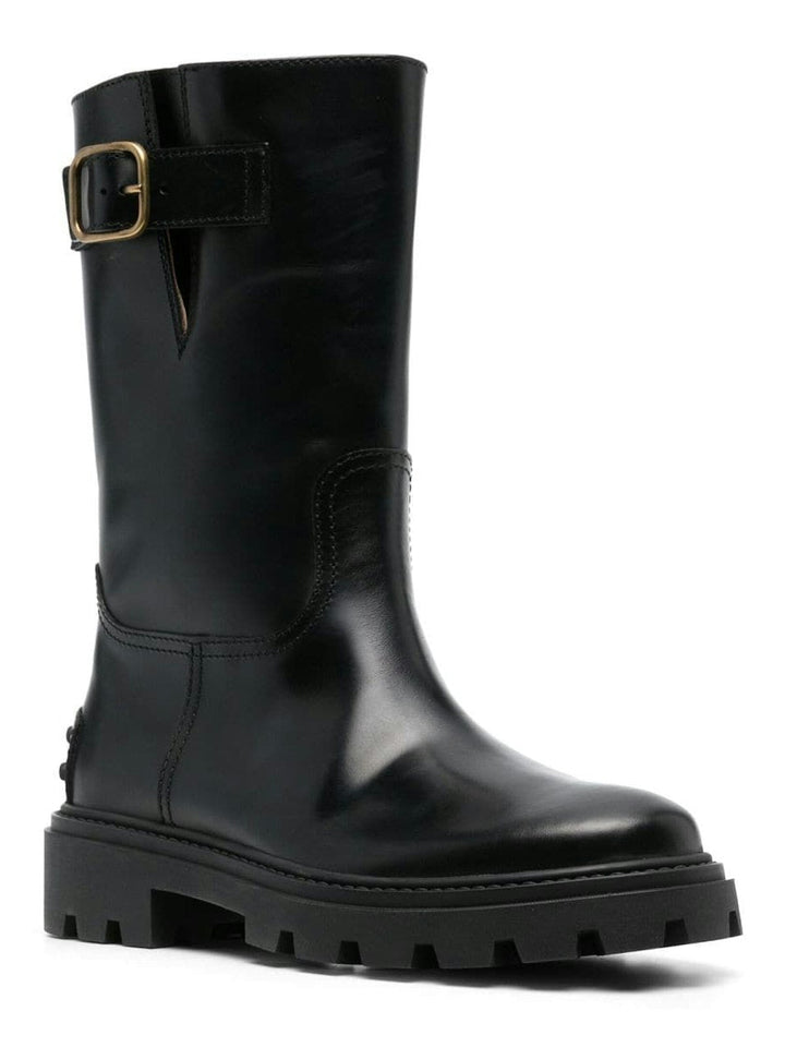 buckle detail leather boots