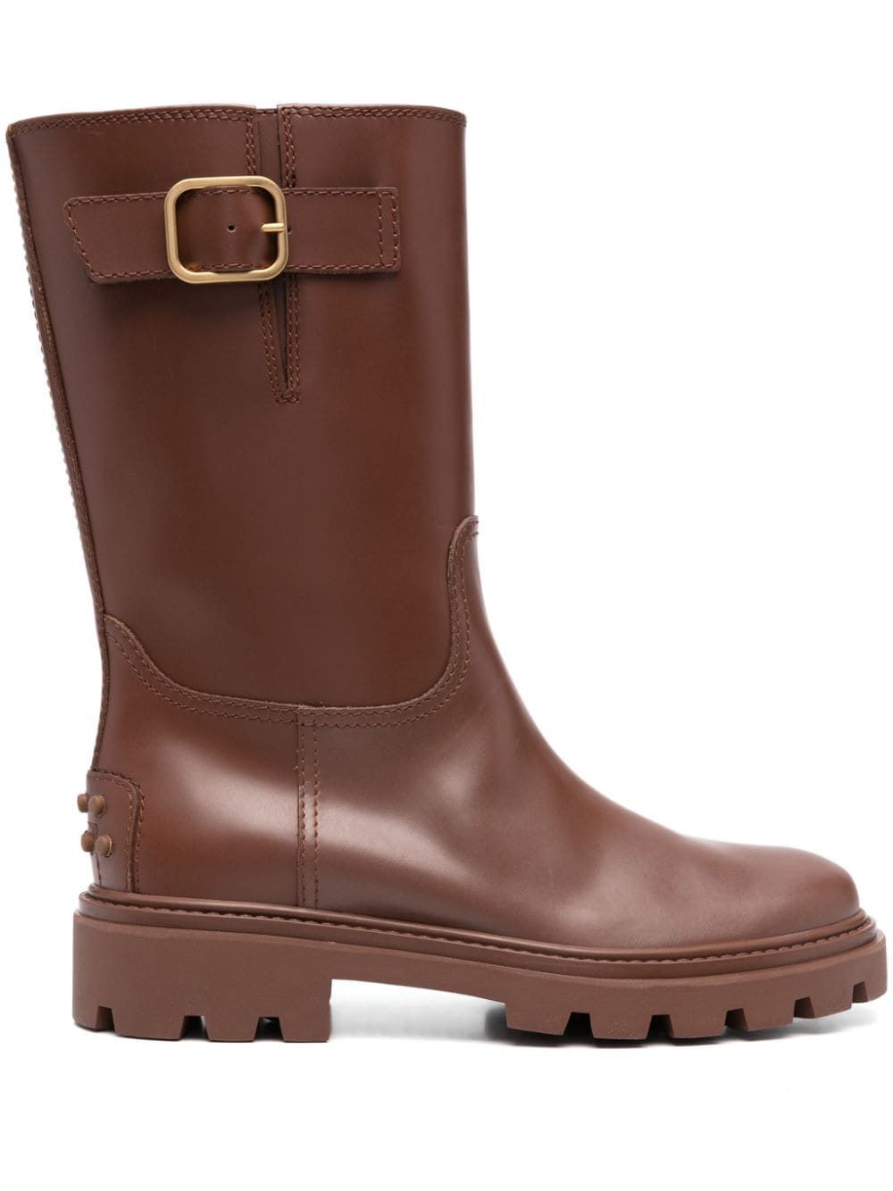 BUCKLE-DETAIL LEATHER BOOTS