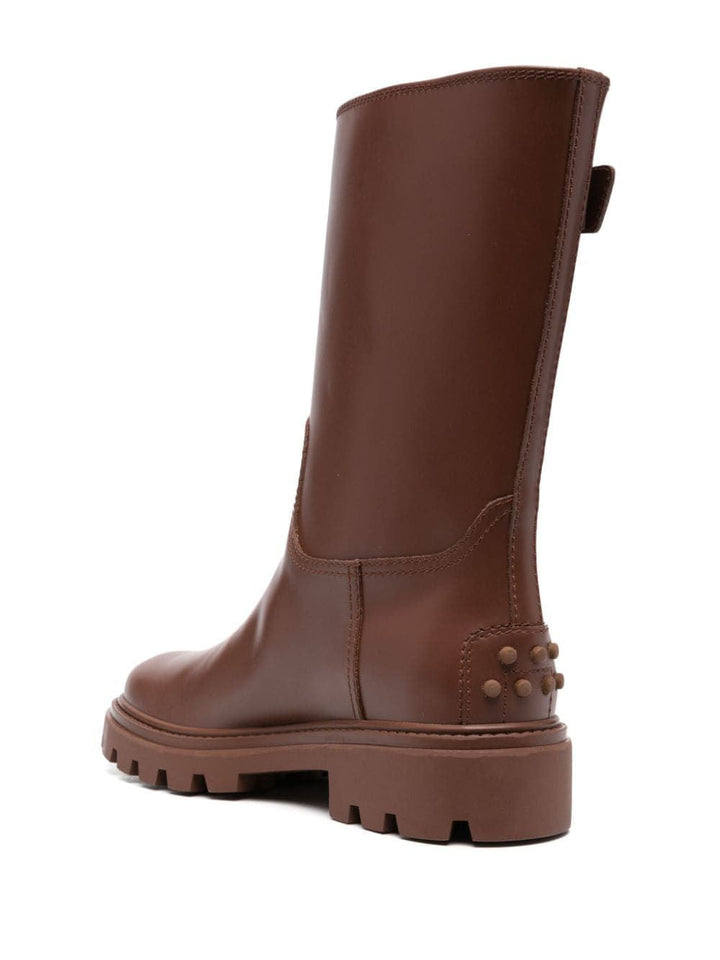 BUCKLE-DETAIL LEATHER BOOTS