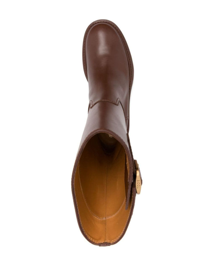BUCKLE-DETAIL LEATHER BOOTS