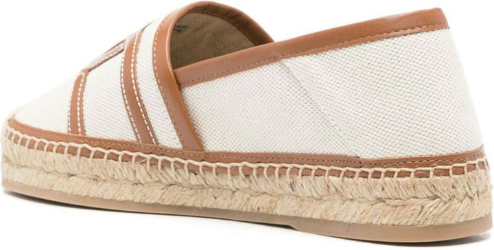 JACQUARD ROUND TOE LEATHER FLATS