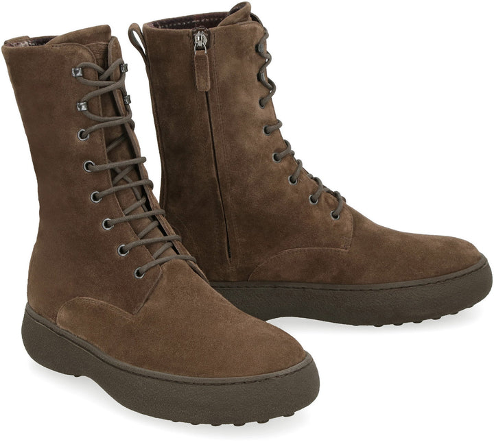 LACE-UP SUEDE ANKLE BOOTS