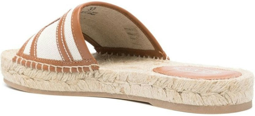 RAFIA AND LEATHER FLAT SANDALS