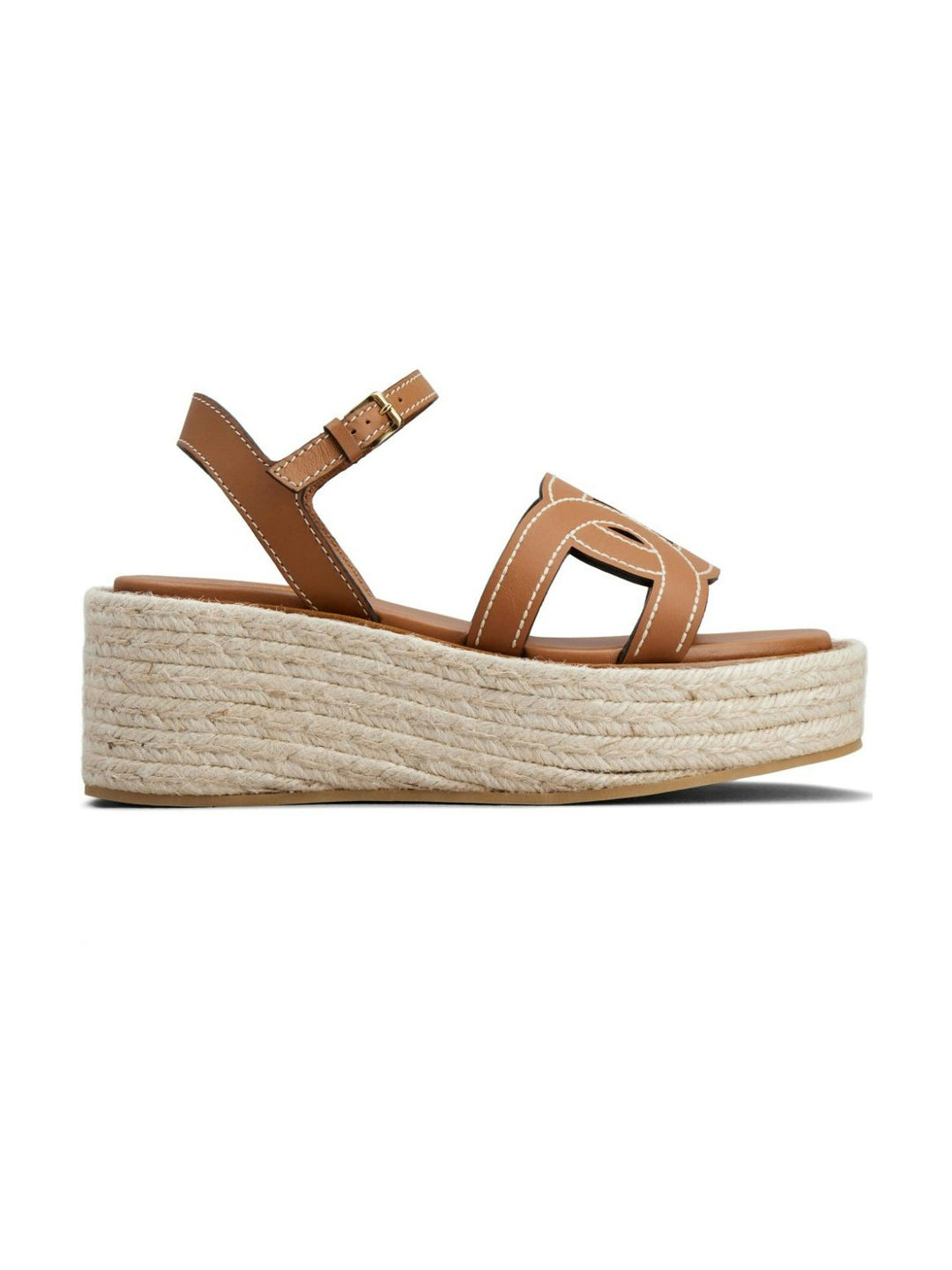 RAFIA AND LEATHER WEDGE SANDALS