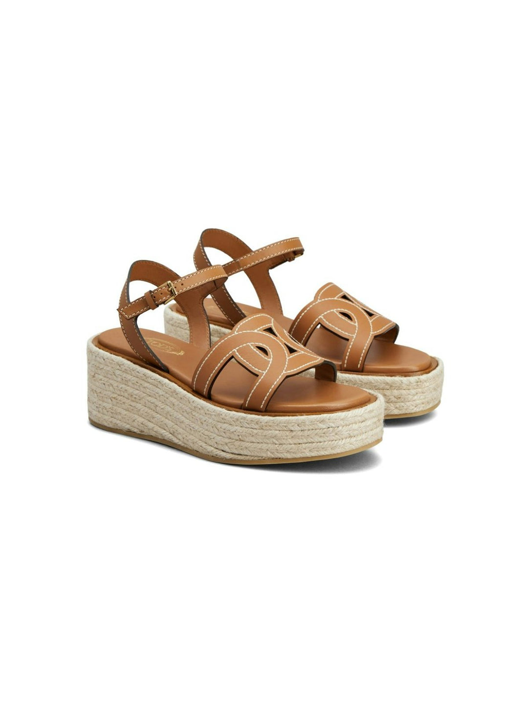 RAFIA AND LEATHER WEDGE SANDALS