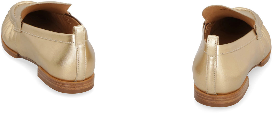 METALLIC LEATHER LOAFERS