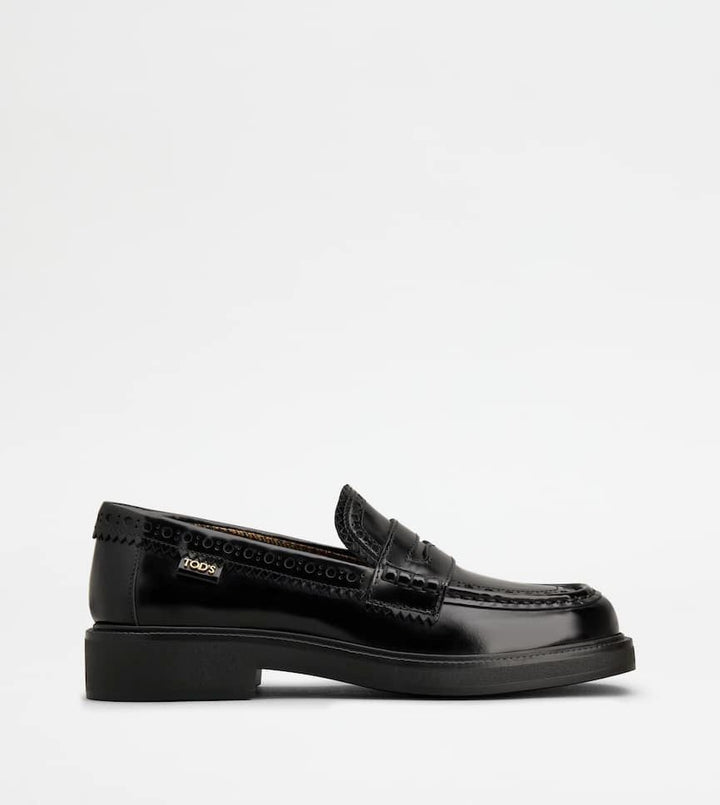 BROGUE TRIM LEATHER LOAFERS